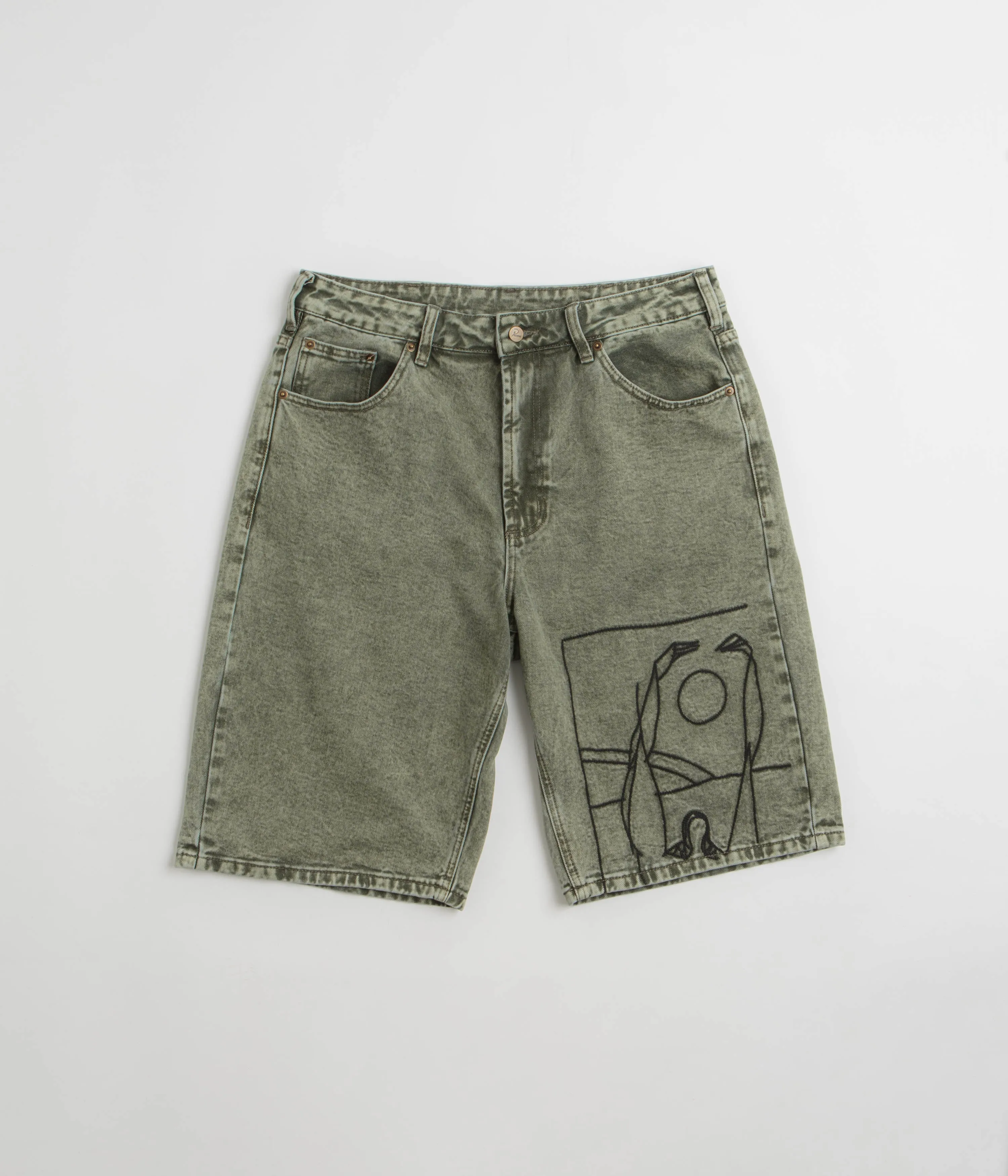 Recycled Polyester Blend by Parra Protect The Sun Shorts - Green