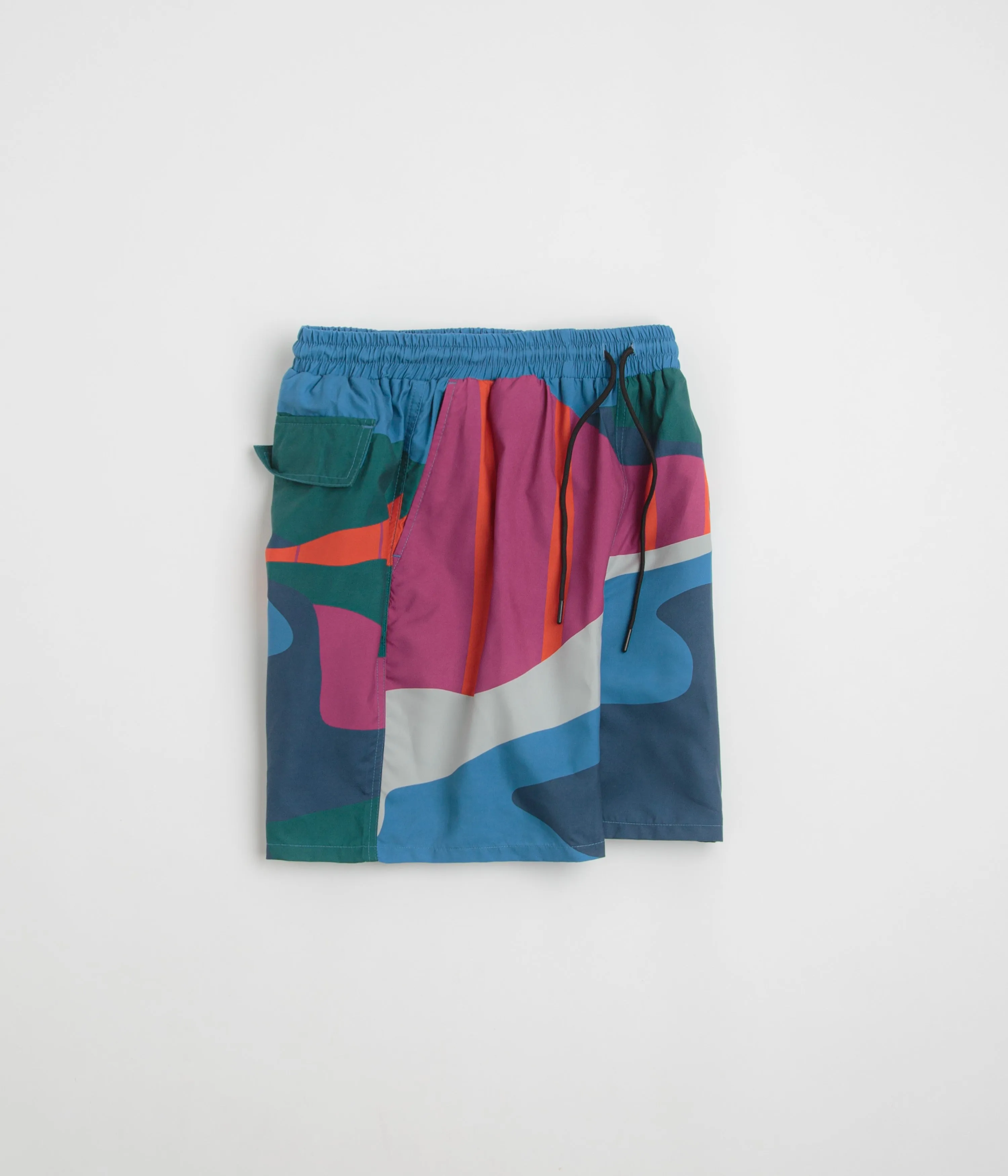 by Parra The Festival Fence Swim Shorts - Blue Wide Leg Silhouette