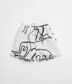 back-to-school Modern Aesthetic by Parra Yoga Walks Swim Shorts - White