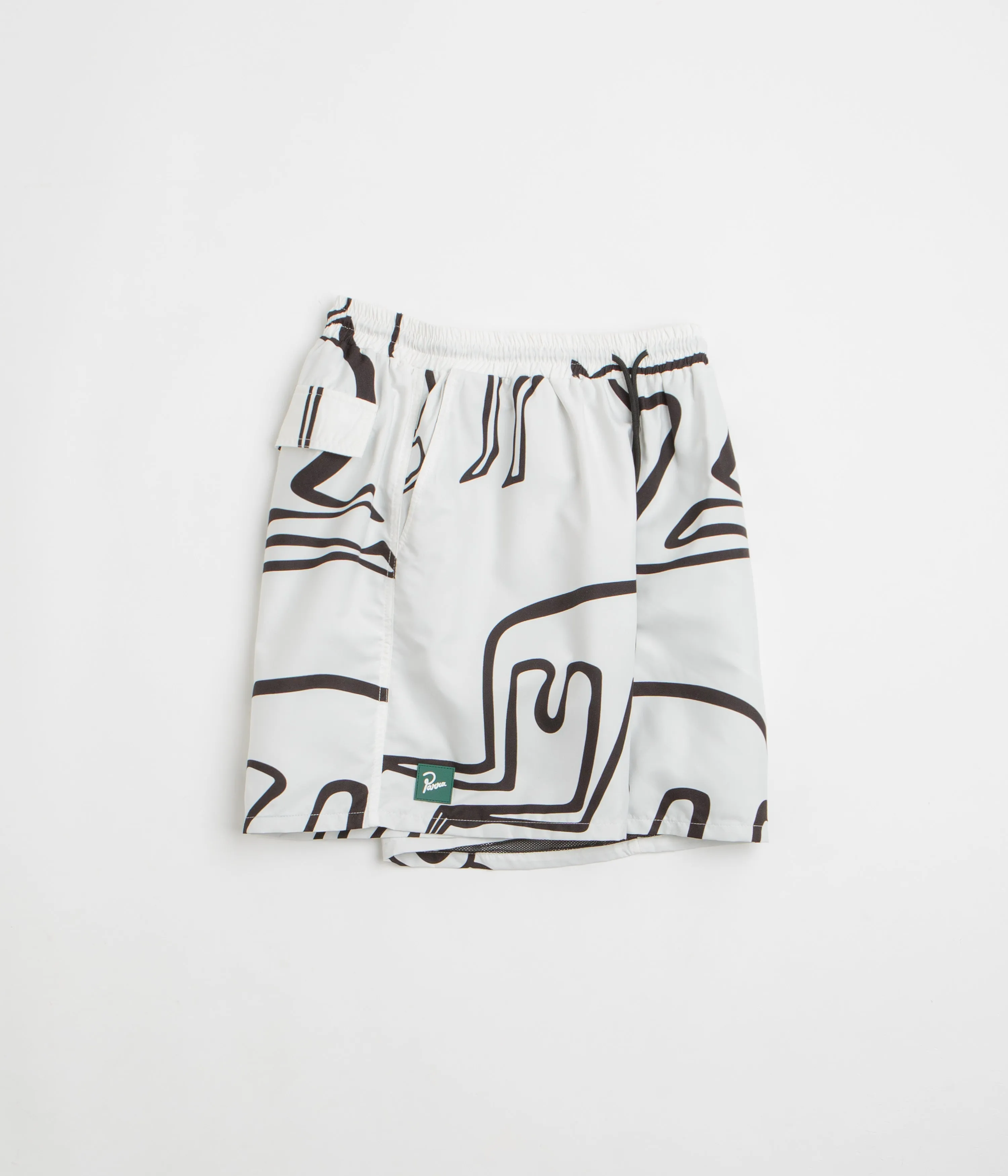 Tear Resistant Weave Wide Range Motion by Parra Yoga Walks Swim Shorts - White