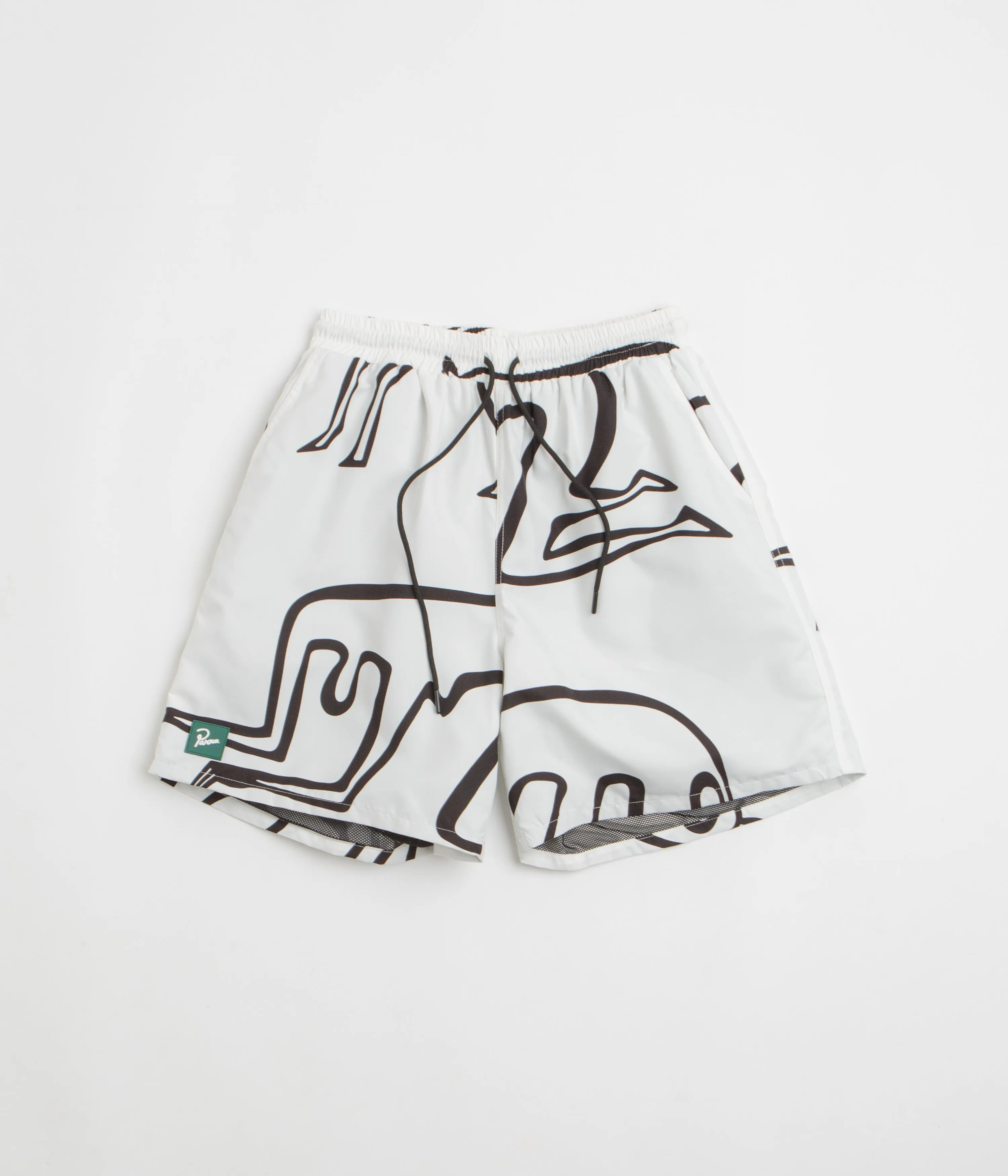 back-to-school Modern Aesthetic by Parra Yoga Walks Swim Shorts - White