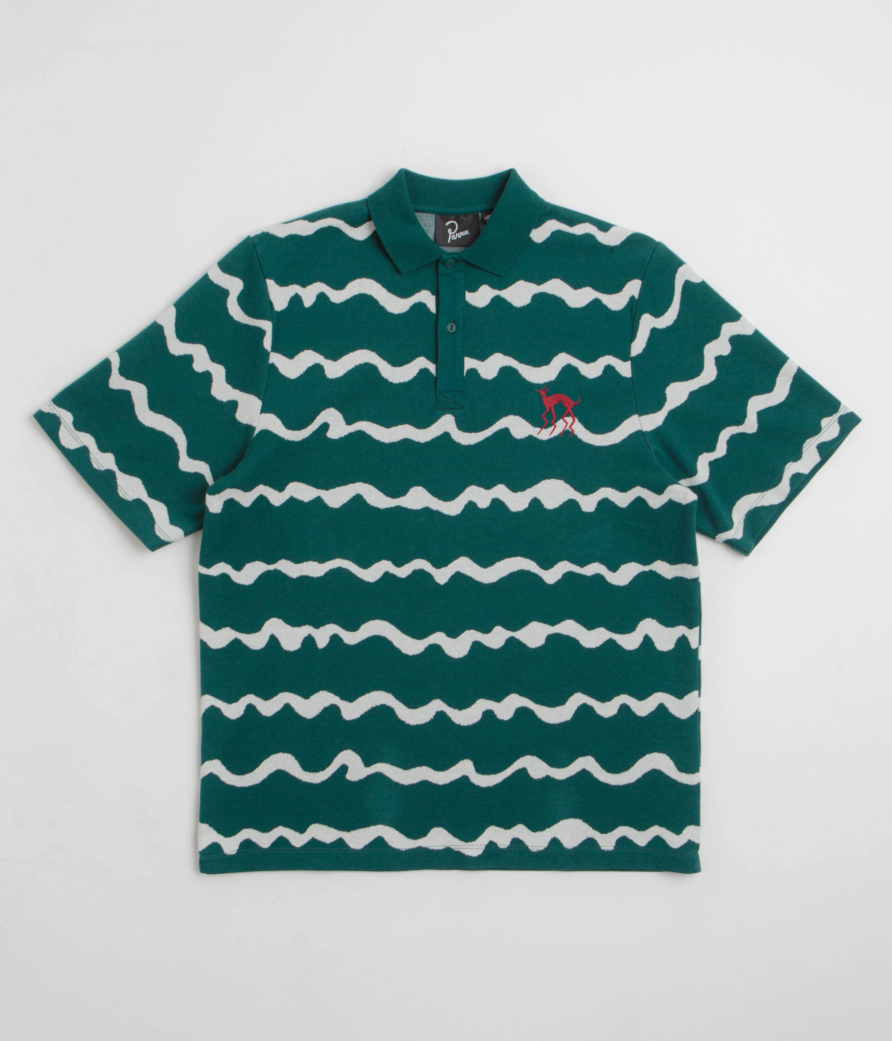 Compact Packing Party Ready by Parra Broken Waves Polo Shirt - Pine Green