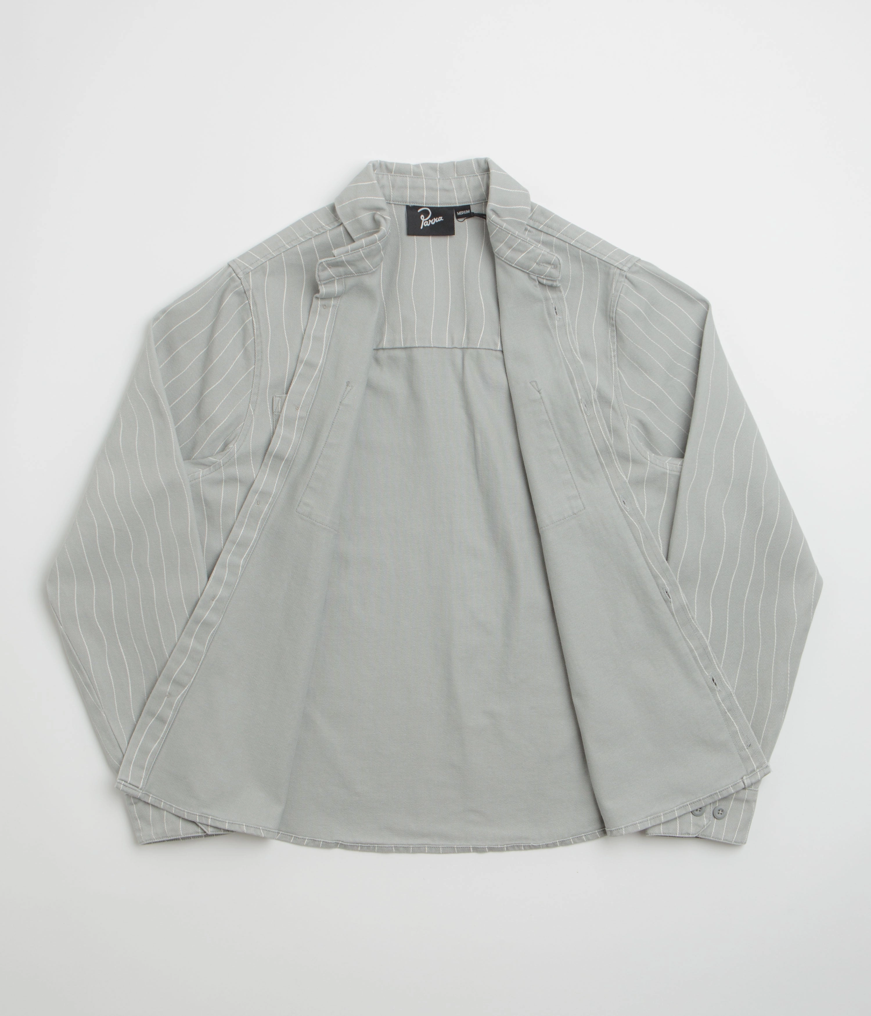 by Parra Meandering Lines Shirt - Grey Pre Shrunk Cotton Blend