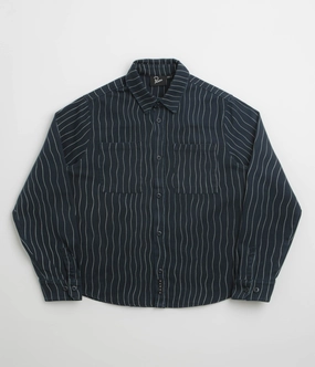 by Parra Meandering Lines Shirt - Navy Blue Reinforced Elasticity Soft Stretch Collar