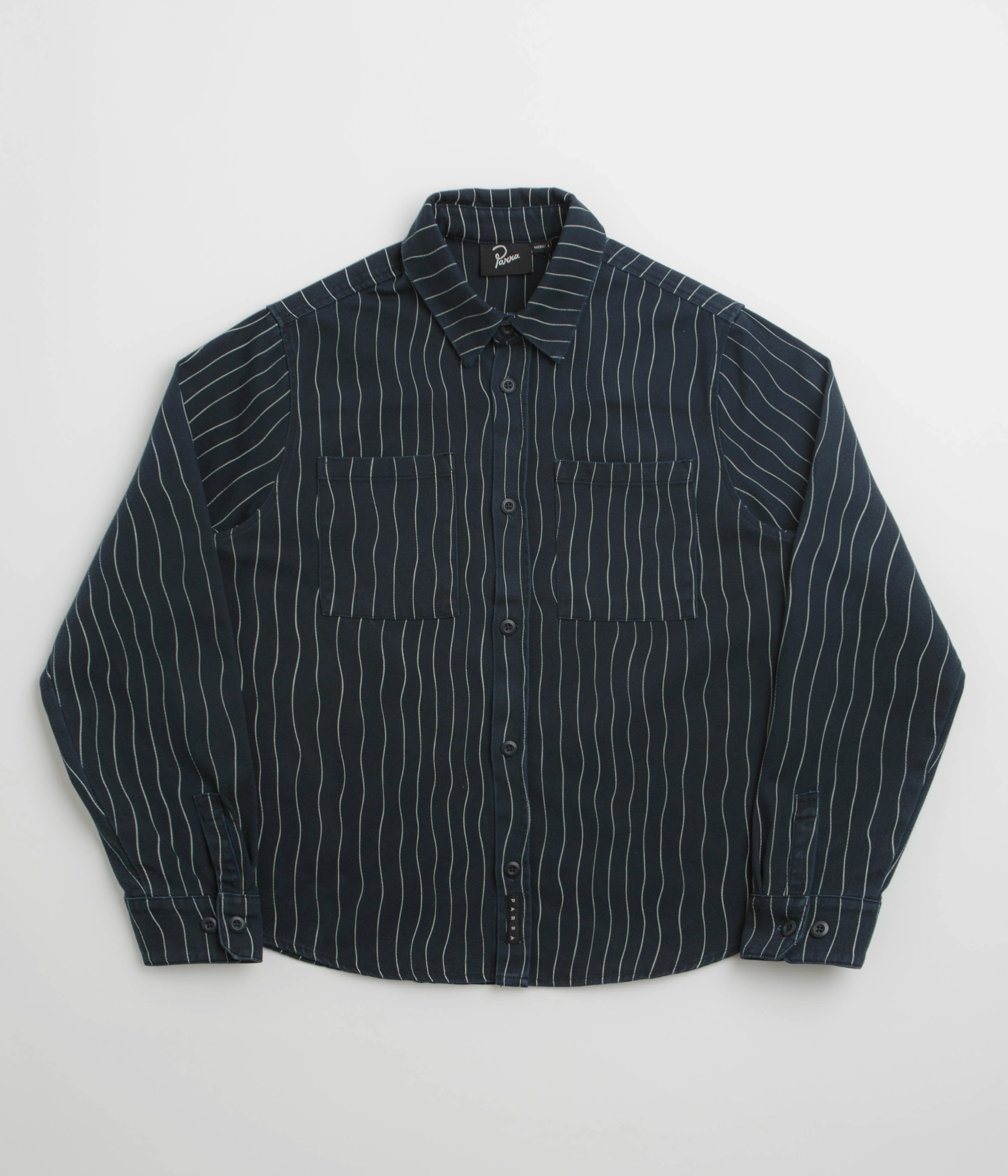 by Parra Meandering Lines Shirt - Navy Blue Reinforced Elasticity Soft Stretch Collar