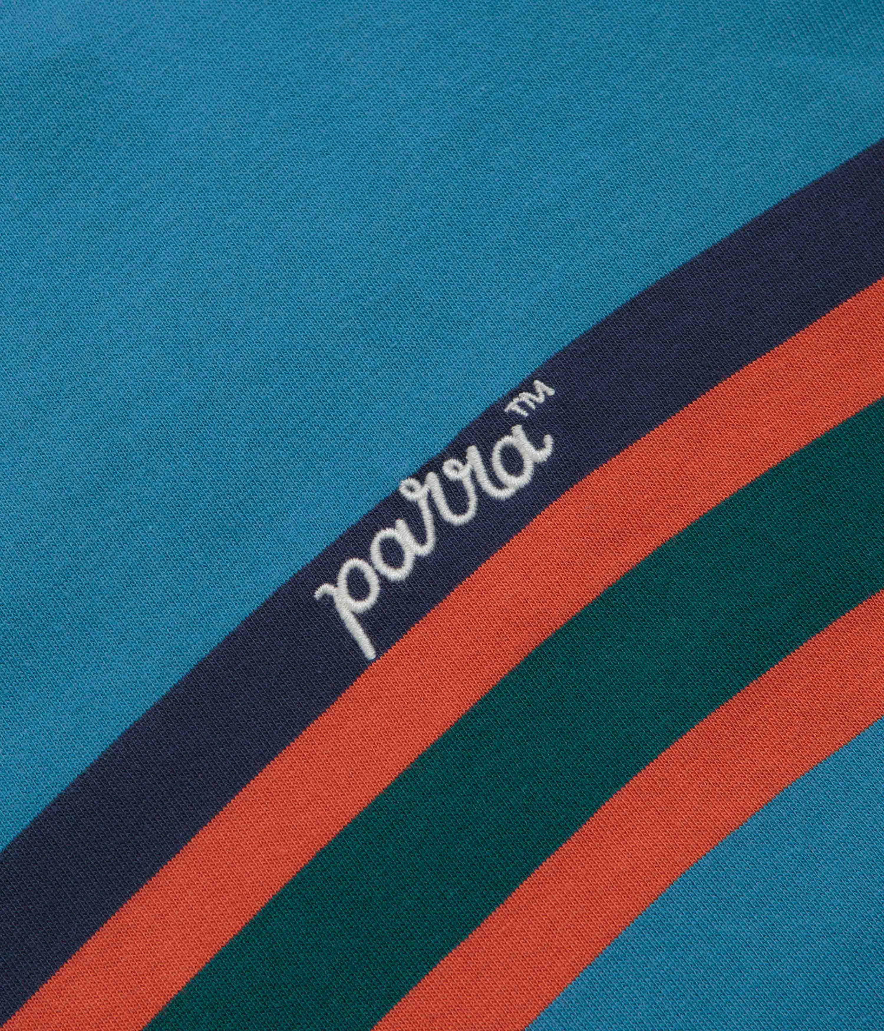 by Parra Script Striped T-Shirt - Blue Cozy And Stylish