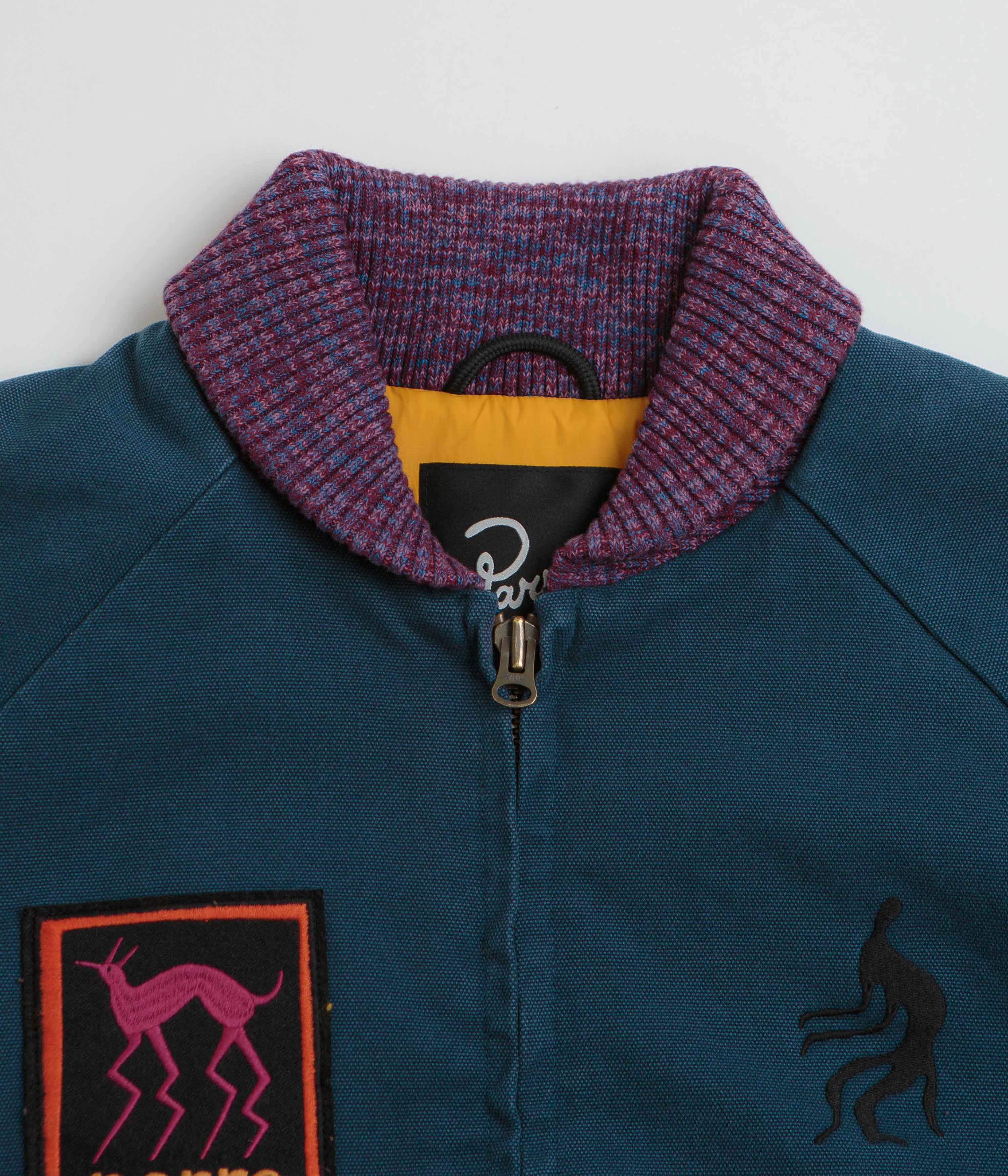 Insulated Comfort by Parra Skull Stalker Varsity Jacket - Washed Blue