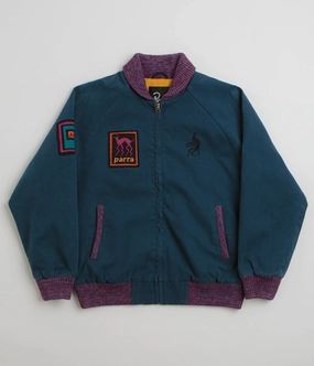 by Parra Skull Stalker Varsity Jacket - Washed Blue City Vibes