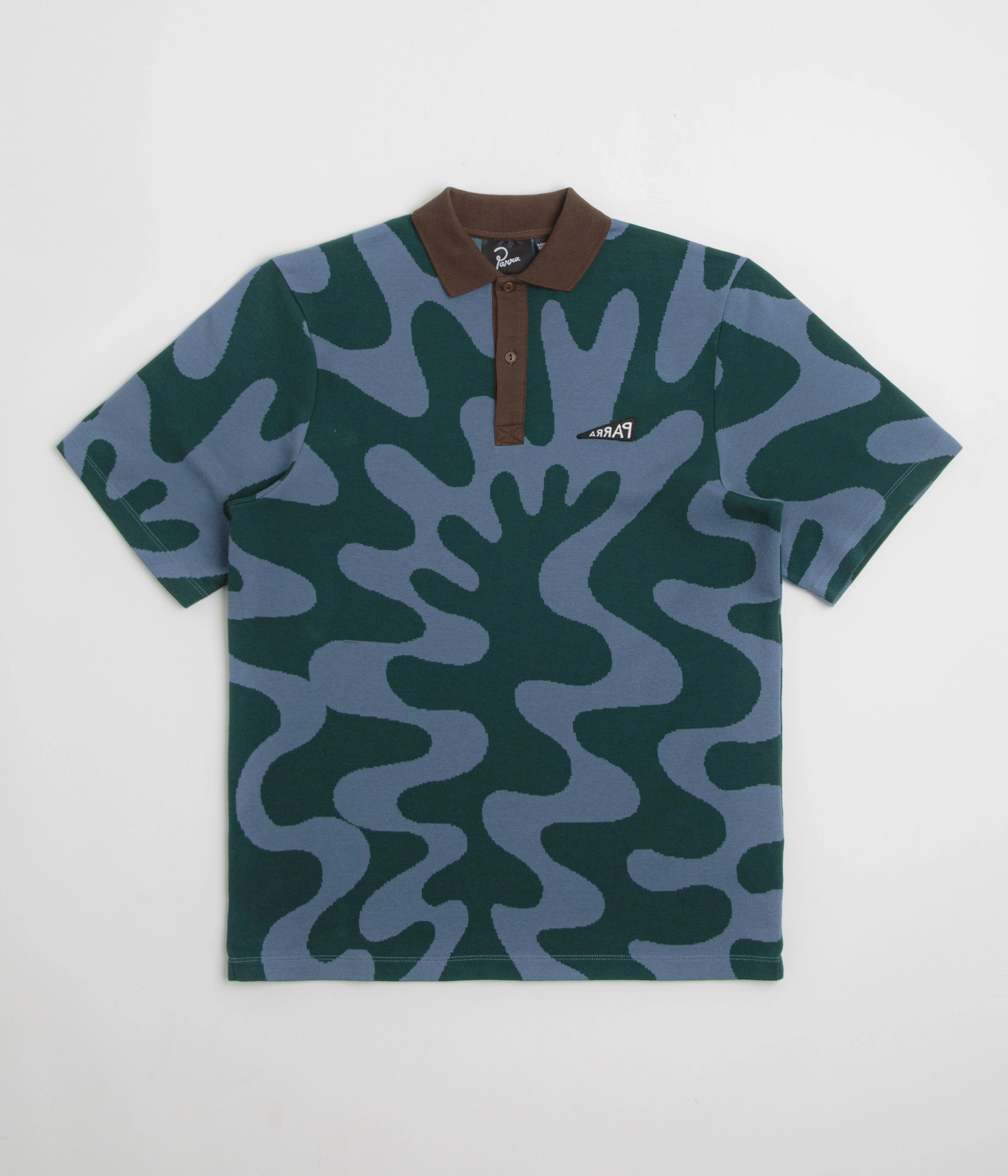 by Parra Splashed Polo Shirt - Pine Green Tagless Labeling