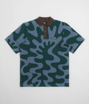 by Parra Splashed Polo Shirt - Pine Green Tagless Labeling