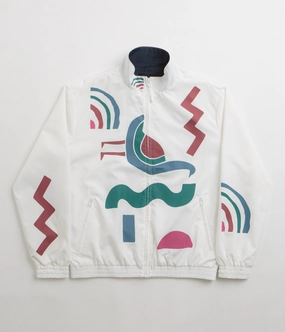 by Parra Tennis Maybe Track Jacket - White Abrasion Resistant Edges Relaxed Fit