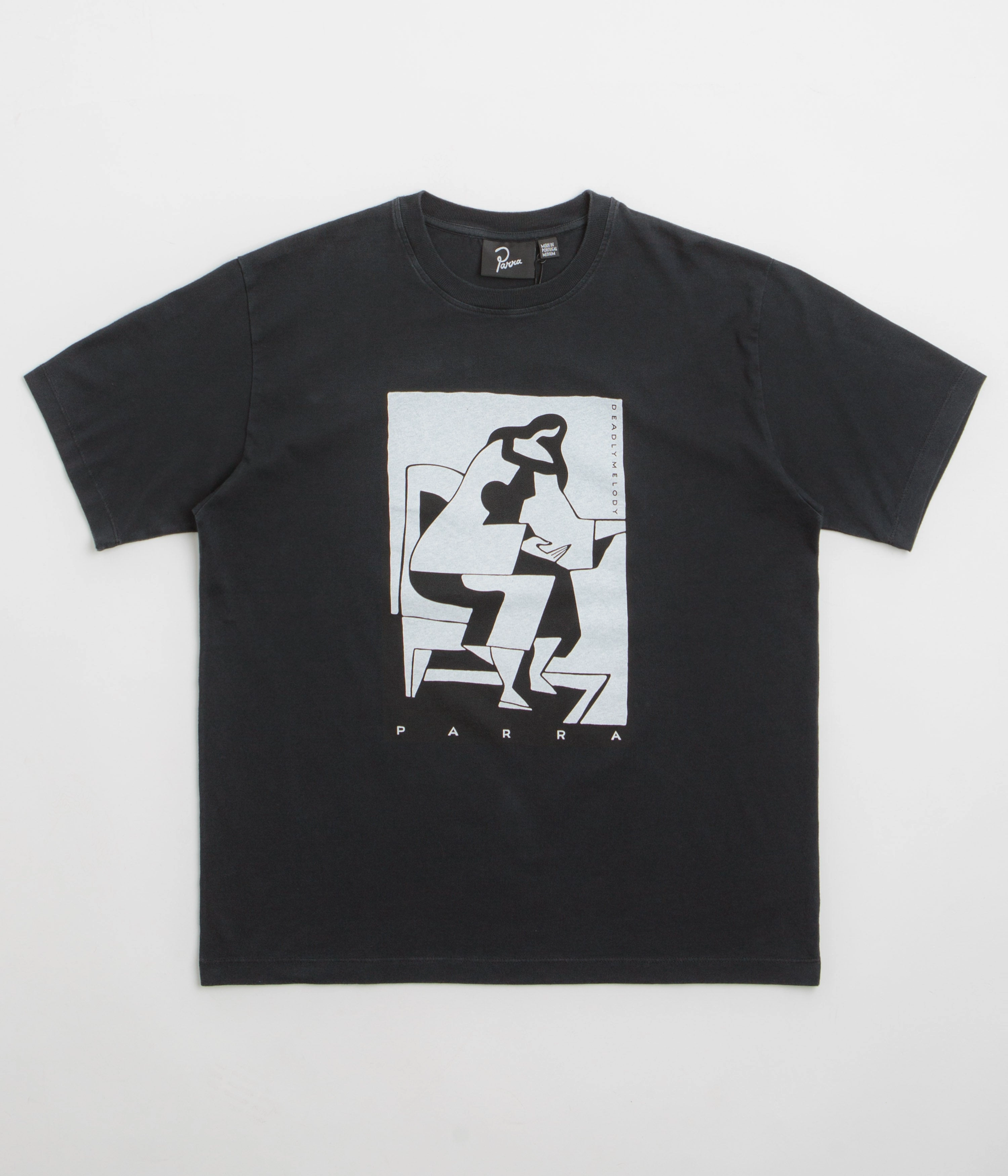 No Shrink Technology Floral Print by Parra The Confession T-Shirt - Washed Black