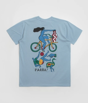 by Parra Vase Delivery T-Shirt - Light Blue Solid Color Subtle Details