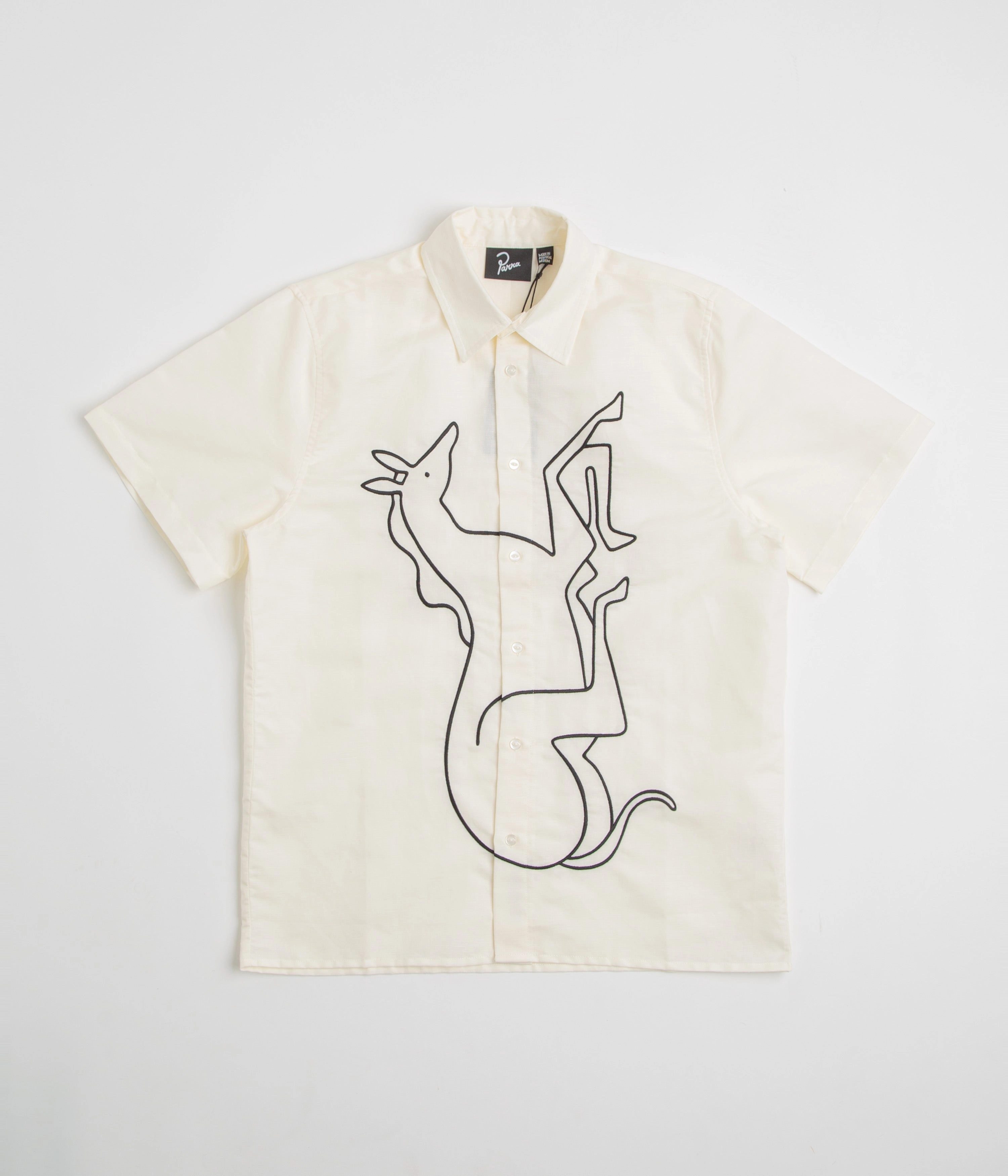 Versatile Piece Edgy Design by Parra Vertical Horse Short Sleeve Shirt - Off White