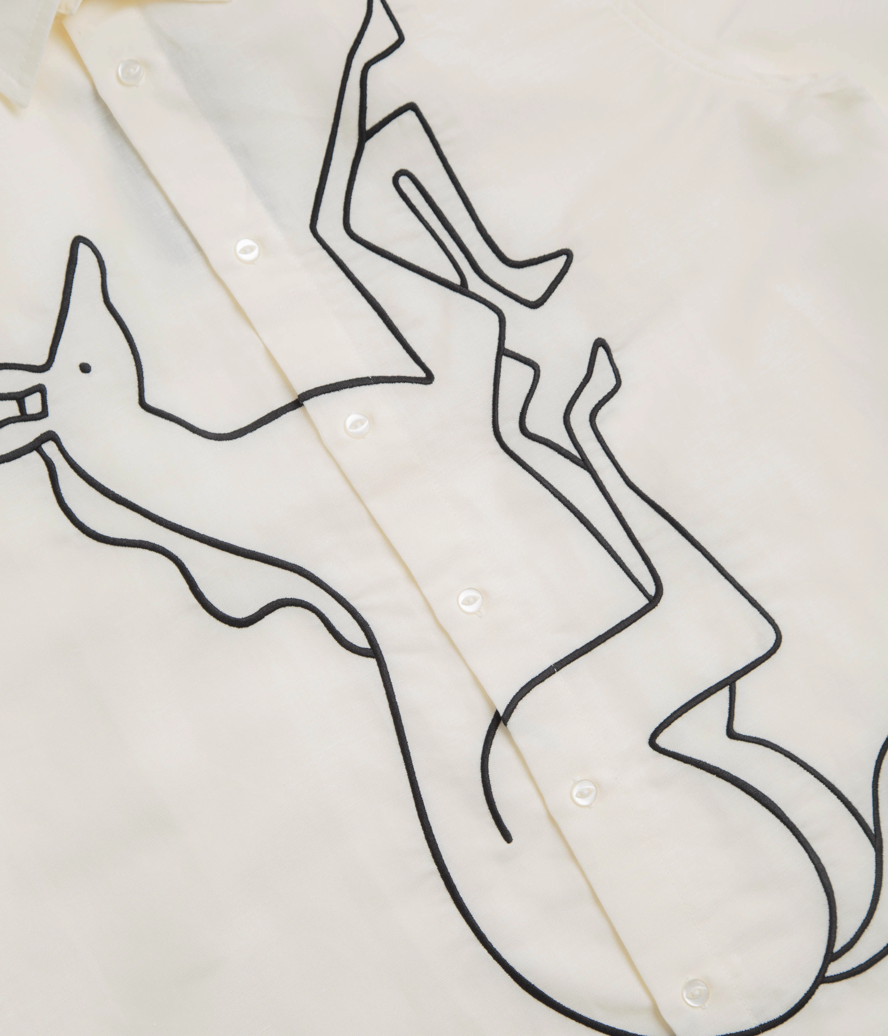 by Parra Vertical Horse Short Sleeve Shirt - Off White Brushed Inner Lining