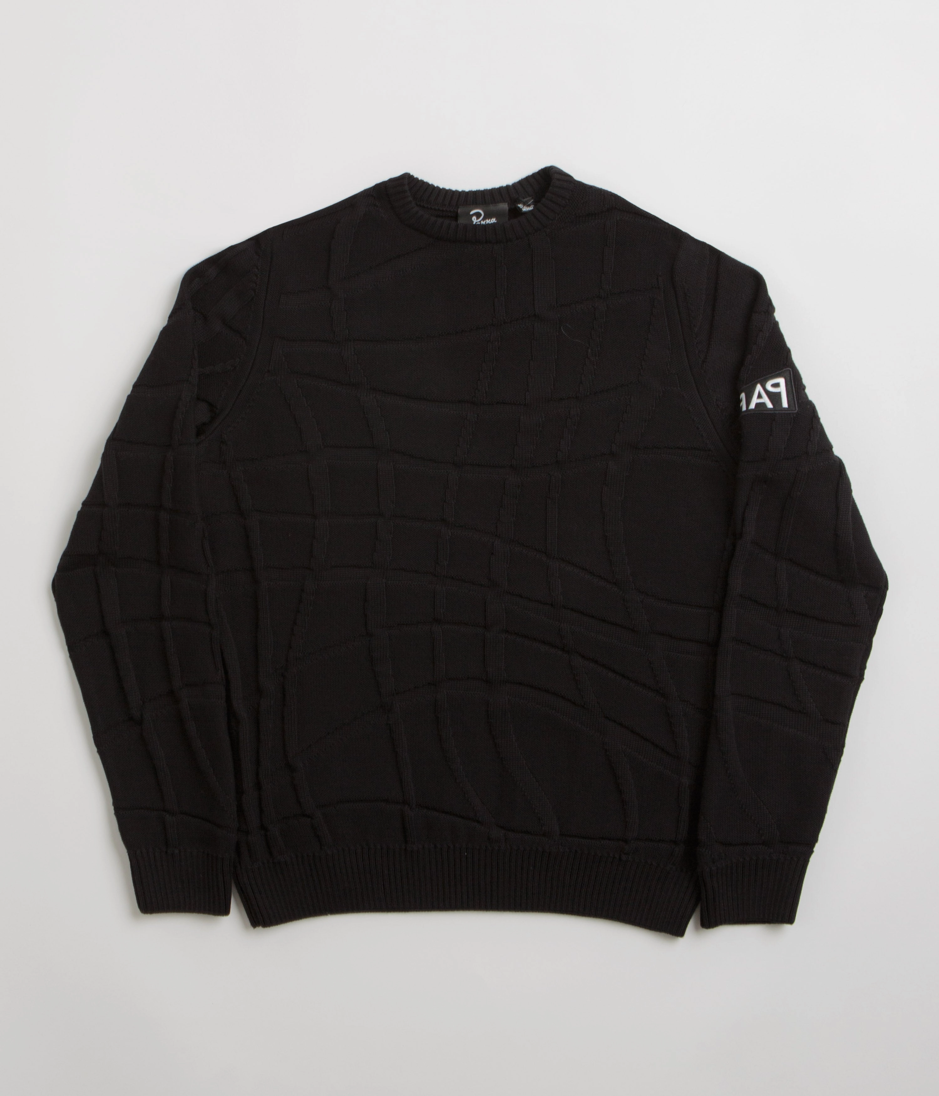 Lightweight Hoodie by Parra Your Boring Abstract Village Knitted Sweatshirt - Black
