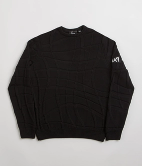 Lightweight Hoodie by Parra Your Boring Abstract Village Knitted Sweatshirt - Black
