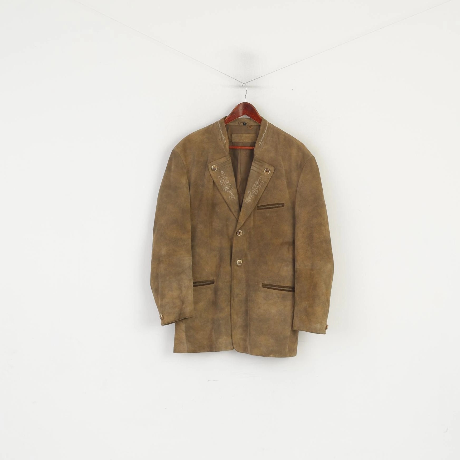 C&A Landhaus Men 27 L Jacket Brown Leather Pig Suede Vintage Tyrol Soft Blazer High Visibility Accents Advice