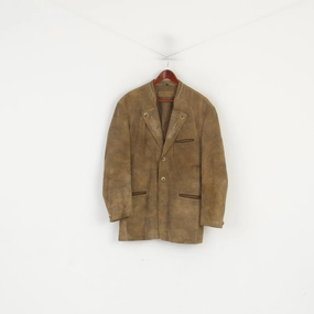 C&A Landhaus Men 27 L Jacket Brown Leather Pig Suede Vintage Tyrol Soft Blazer High Visibility Accents Advice