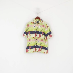 Thermoregulating Fabric C&A Men L Casual Shirt Green Cotton  Hawaii 6 Sense Short Sleeve Summer Top