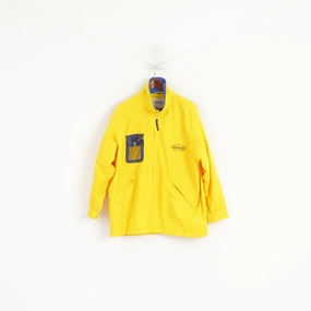 C.R.O Sporting Goods Men M Jacket Yellow Nylon Waterproof Vintage Full Zipper Top Clean Cut