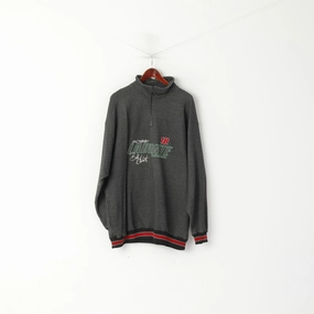 Cadre Athetlic Men L (XXL) Sweatshirt Grey Vintage Bobby Labonte Cotton Zip Neck Top tag accents Cold-Weather Wear