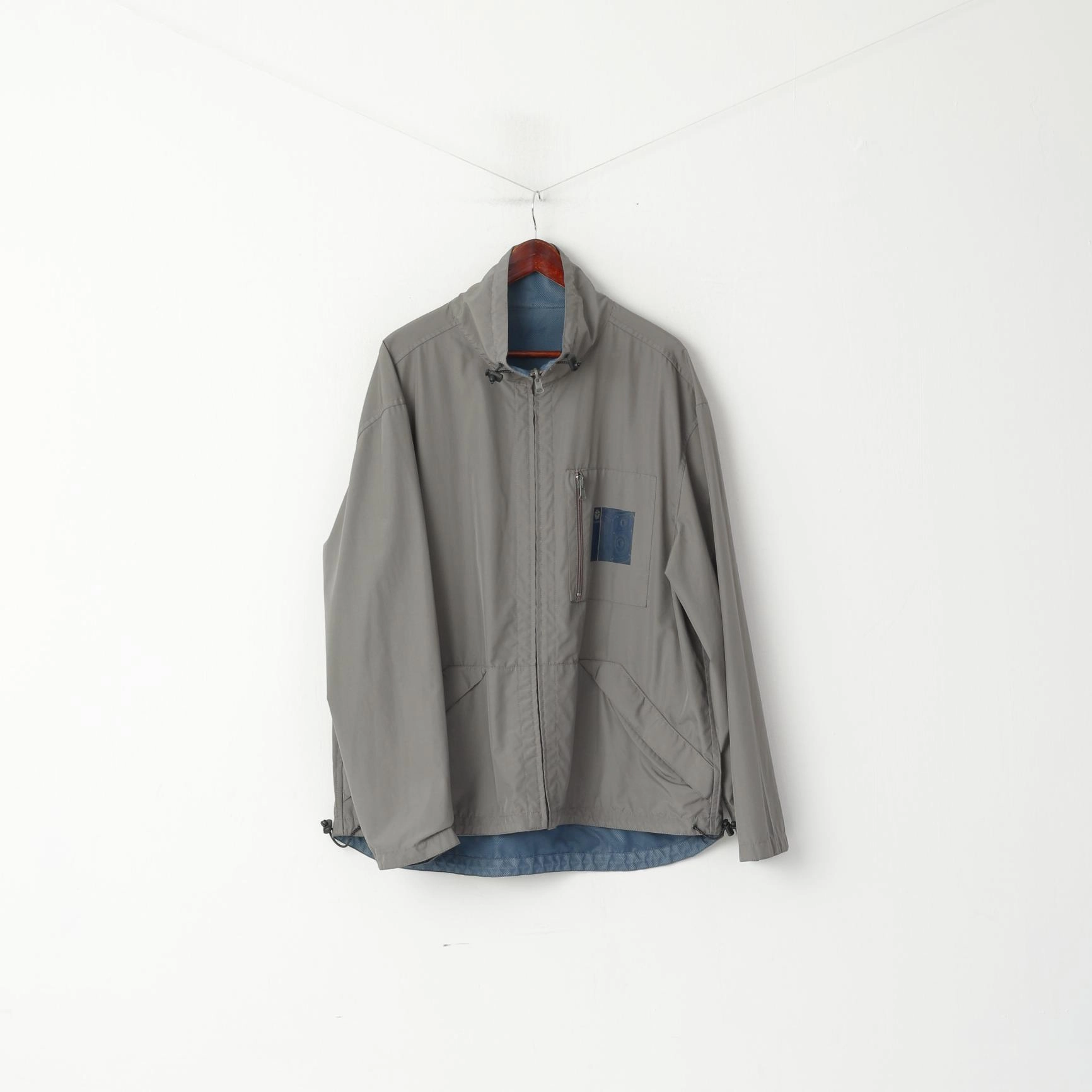 Calvin Klein Jeans Men XL Jacket Blue Grey Double-Sided Lightwieght Sport Zip Up Top Layered Comfort Adventure Wear