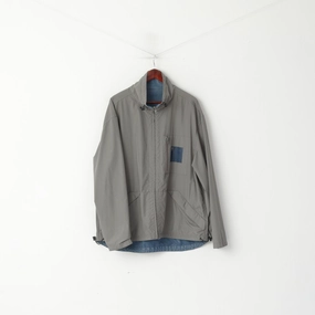 Calvin Klein Jeans Men XL Jacket Blue Grey Double-Sided Lightwieght Sport Zip Up Top Layered Comfort Adventure Wear