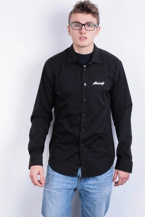 Current Style Sustainable Weave Calvin Klein Mens 42 16.5 XL Casual Shirt Black Cotton Slim Fit