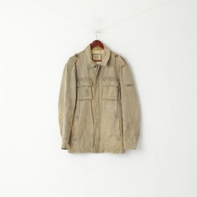 men Camel Active Men 102 L Jacket Beige Cotton Full Zipper Pockets Wind Trail Explorer Top