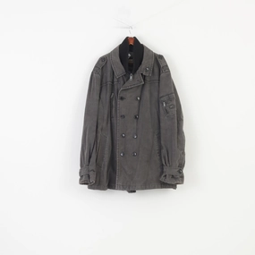 Camel Active Men 64 XXXL Jacket Grey Cotton Checkered Padded Full Zipper Vintage Top painters