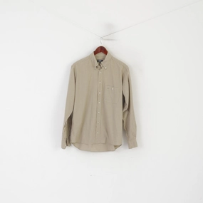 Camel Active Men M Casual Shirt Khaki Check Cotton Outdoor Long Sleeve Top Ventilated Back Fashion-Forward