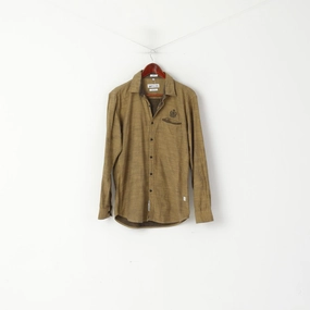 Urban Style Minimalist Design Sunnex Jeans Men L (M) Casual Shirt Brown India Slim Fit Pure Cotton Long Sleeve Top