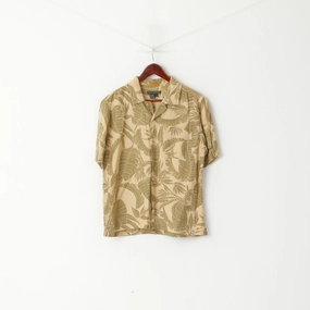 Royal Robbins Men M Casual Shirt Cream Hawaii Travel Linen Outdoor Short Sleeve Top Sporty Look