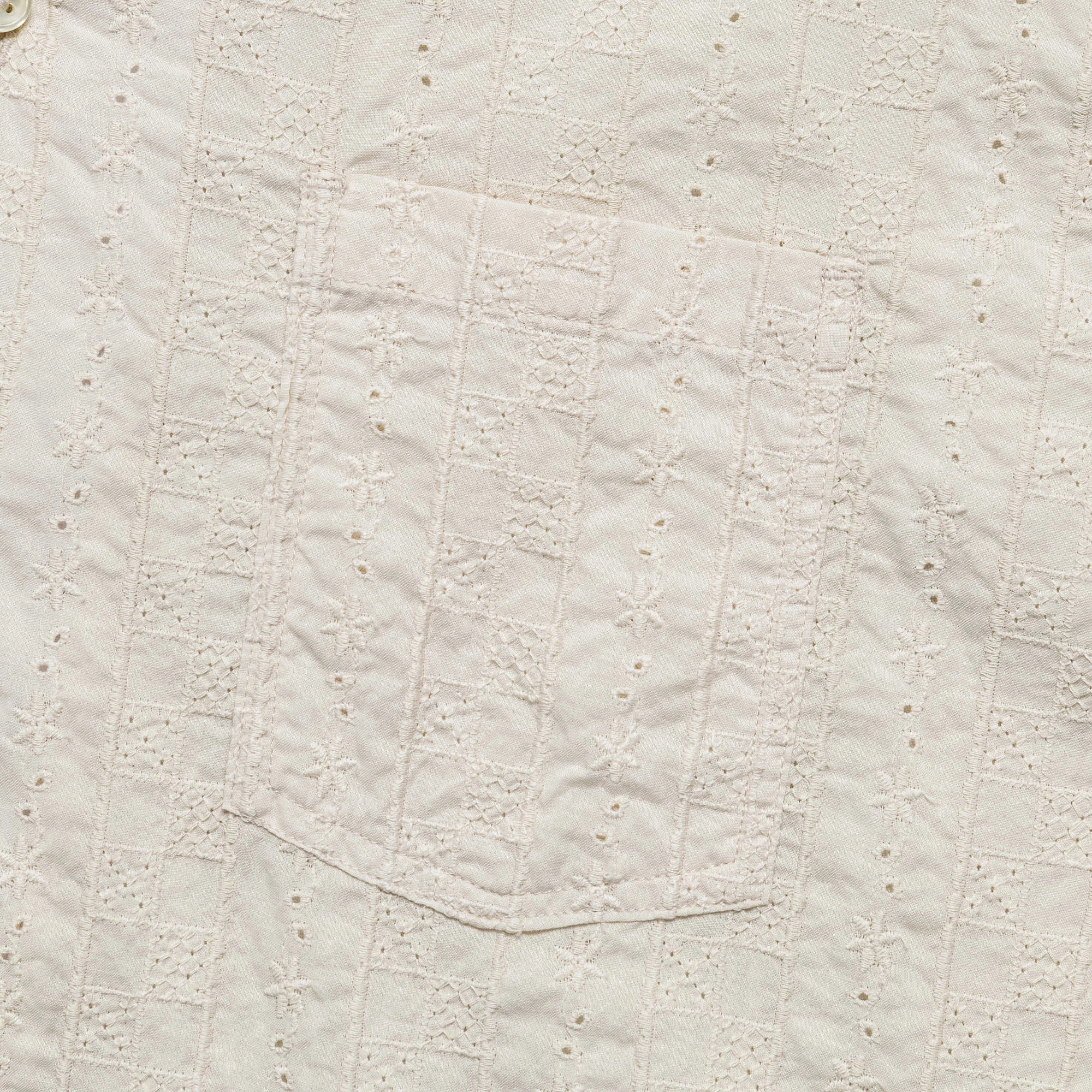 Tailored Cut Camp Collar SS Shirt - Sand Tonal Embroidery