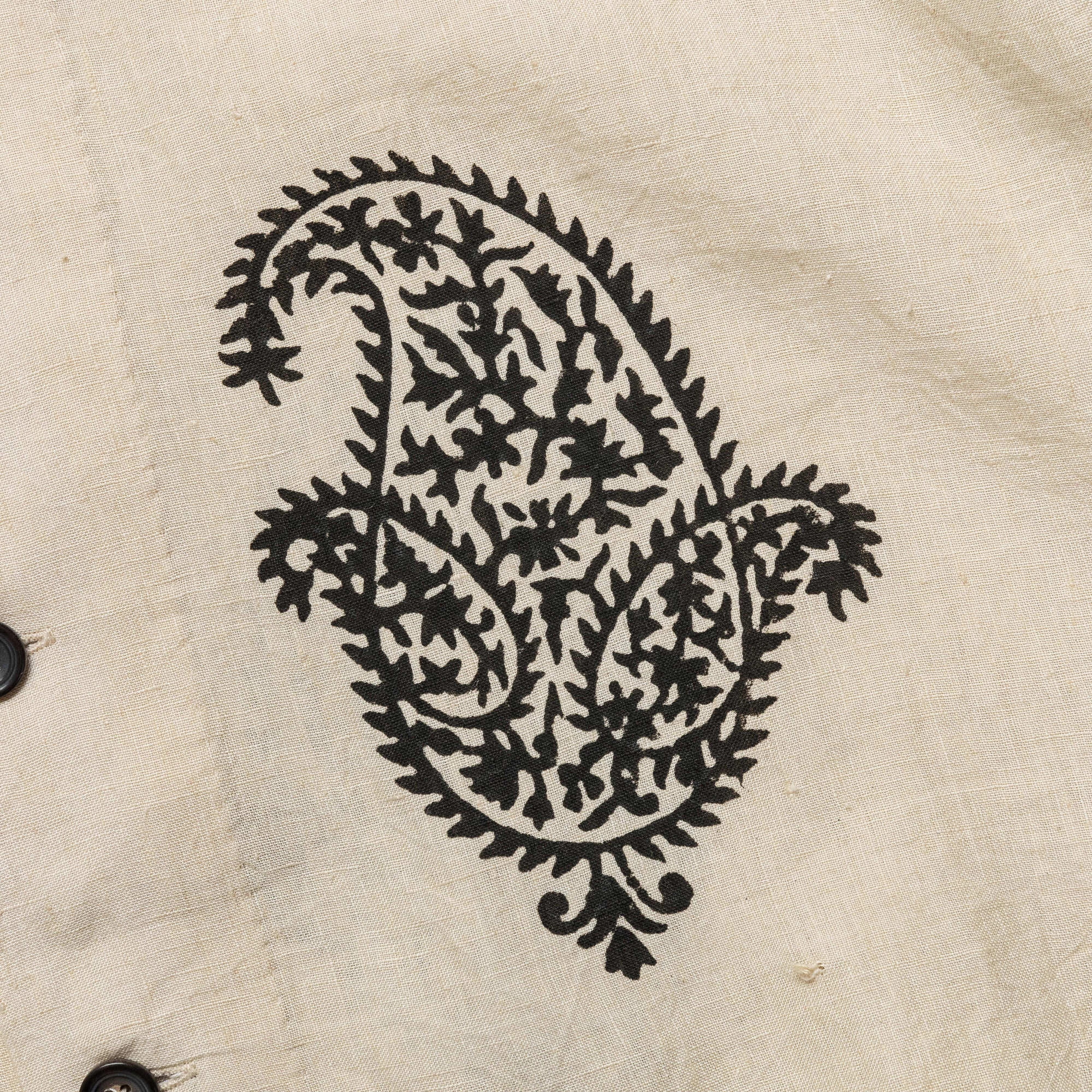 Fitted Shape Camp Shirt LS - Hand Block Printed Paisley Harda/Black