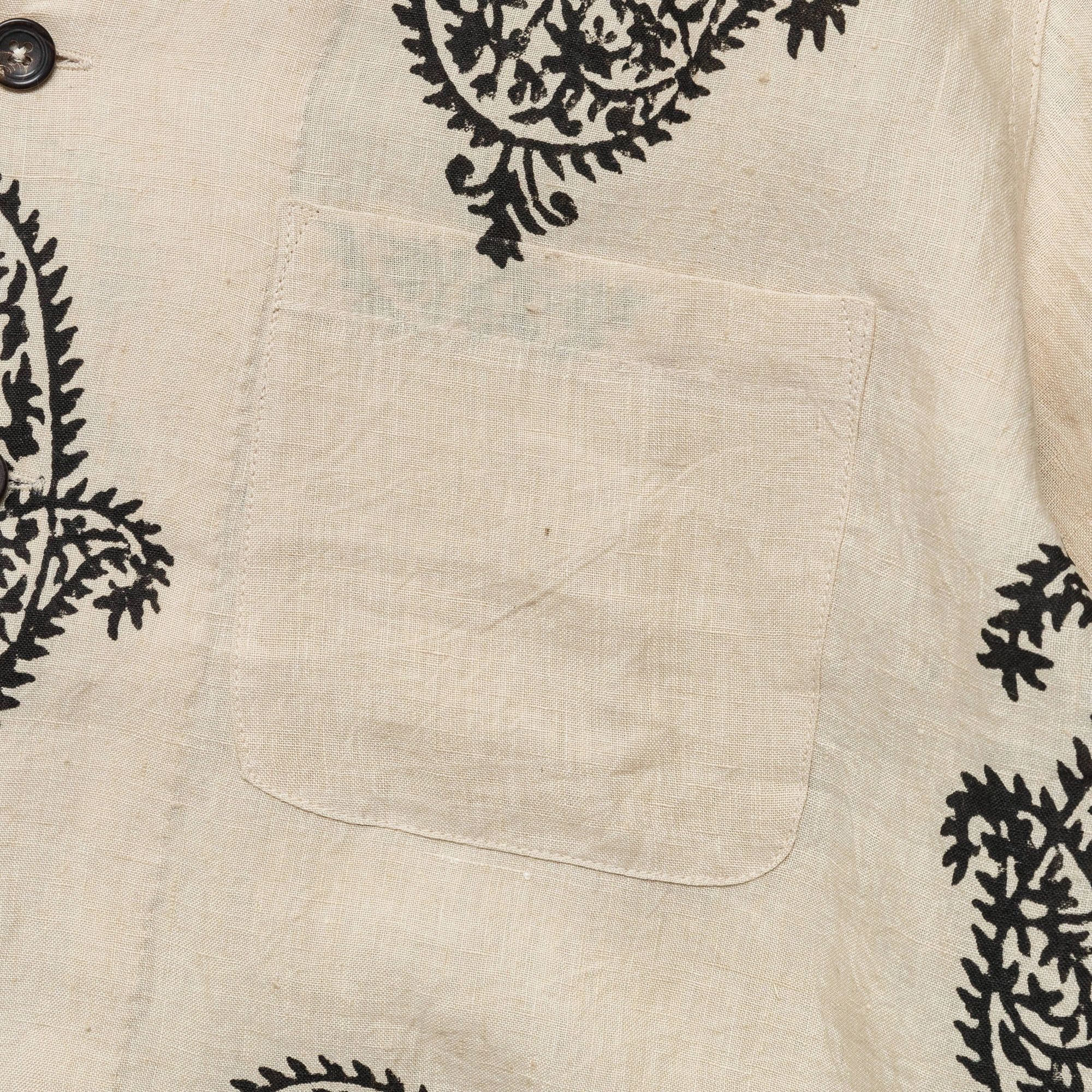 Chic Design Trendy designs Camp Shirt LS - Hand Block Printed Paisley Harda/Black