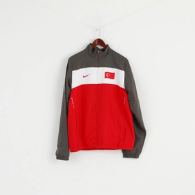 Streamlined Form Nike Men L Jacket Red Turkey National Team Football Full Ziper Activewear Top