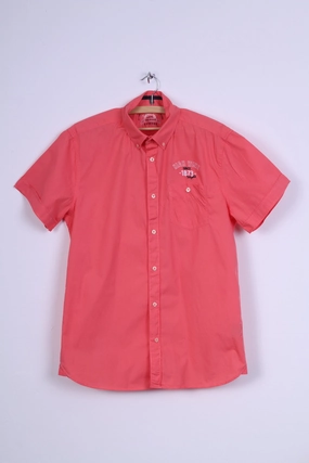 Cape Colville Mens L Casual Shirt Sailing Team Cotton Peach Long Sleeve Zip Front Low Maintenance