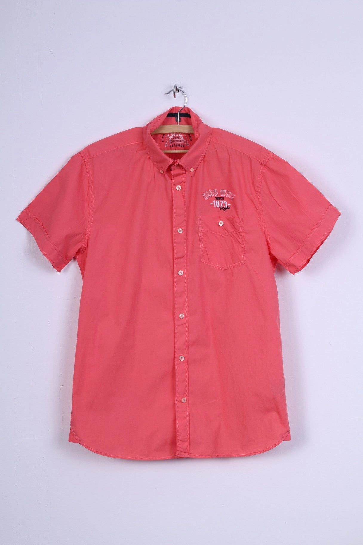 Cape Colville Mens L Casual Shirt Sailing Team Cotton Peach Long Sleeve Zip Front Low Maintenance