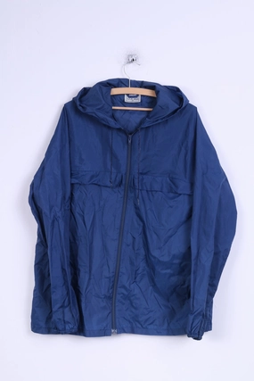 Unbranded Mens 54 L Rain Jacket Nylon Waterproof Navy Hooded Top Essential Warmth Insulated Fit