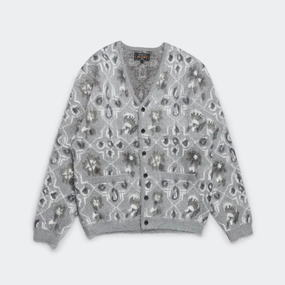Cardigan Botanical - Grey Interlock Ribbed Collar