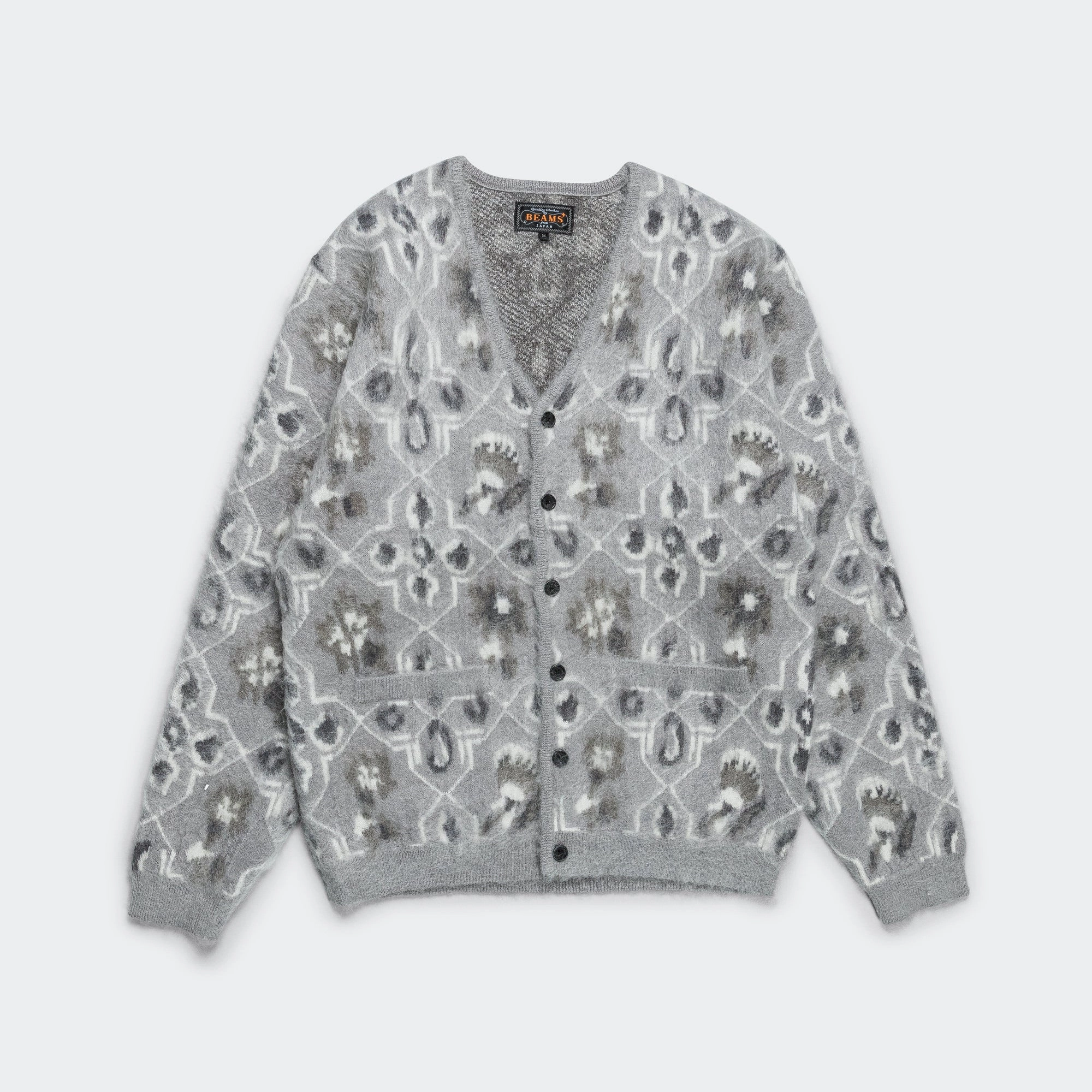 Cardigan Botanical - Grey Interlock Ribbed Collar