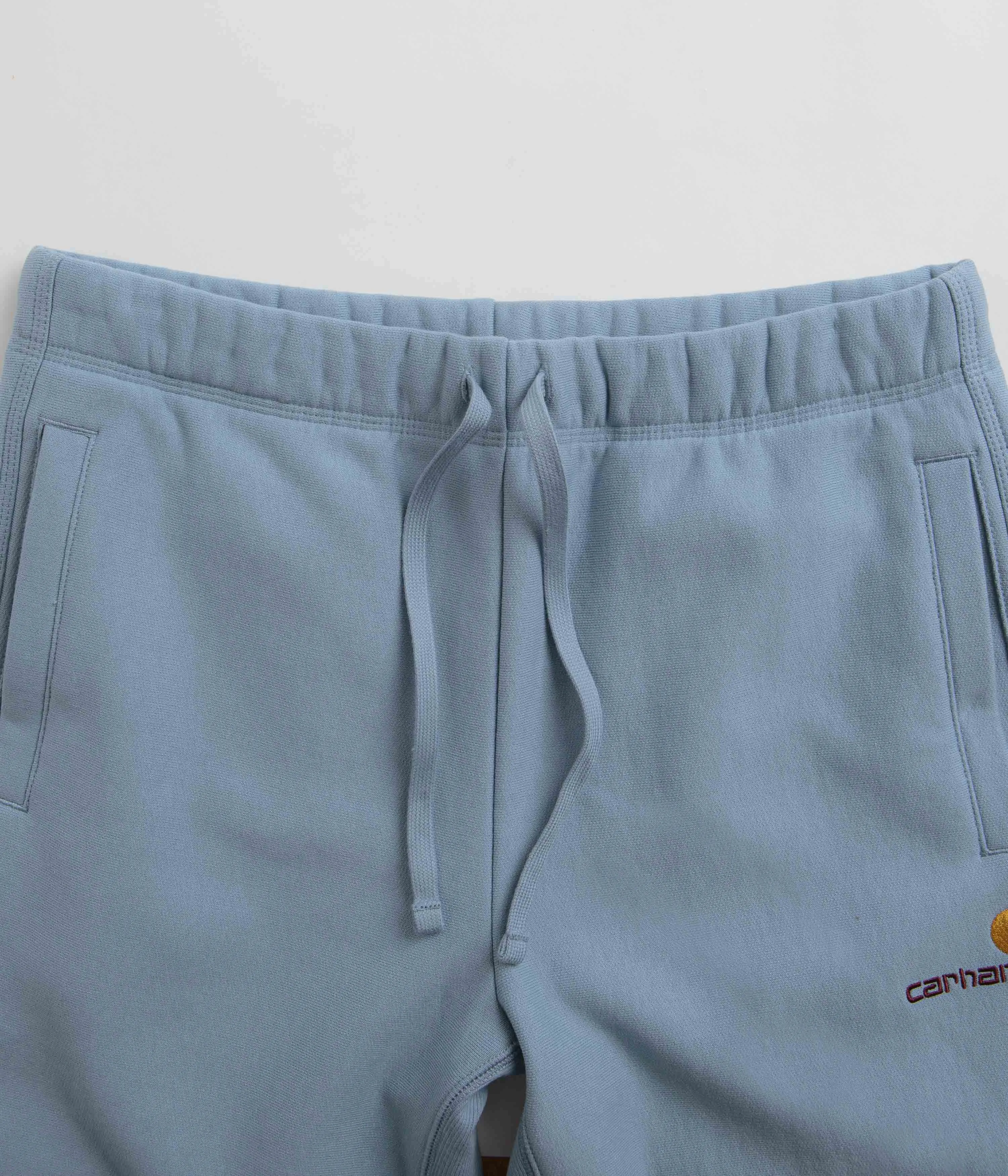 Comfortable Waistband Carhartt American Script Sweat Shorts - Frosted Blue