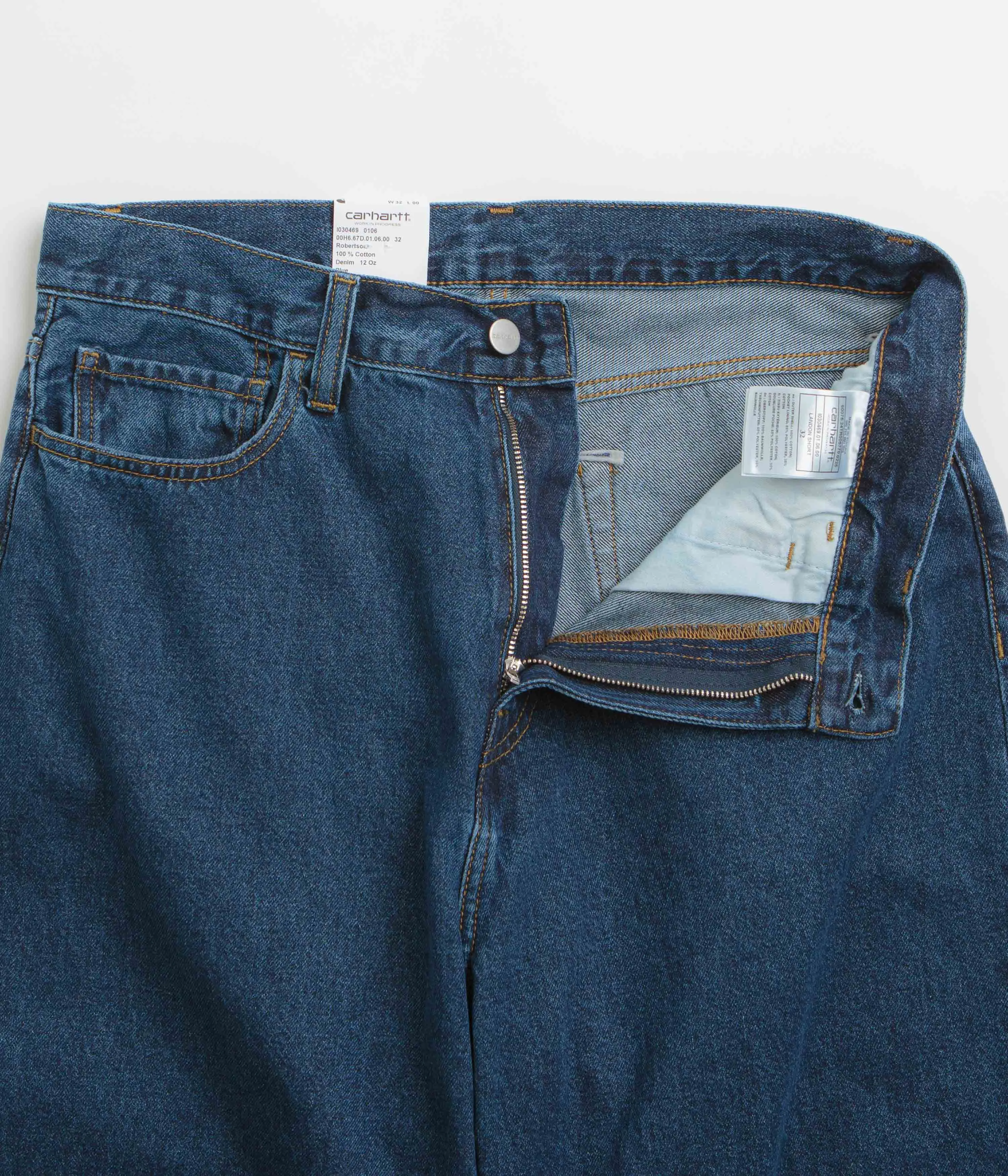 Carhartt Landon Shorts - Blue Stone Wash High Waist Flex Fit Design