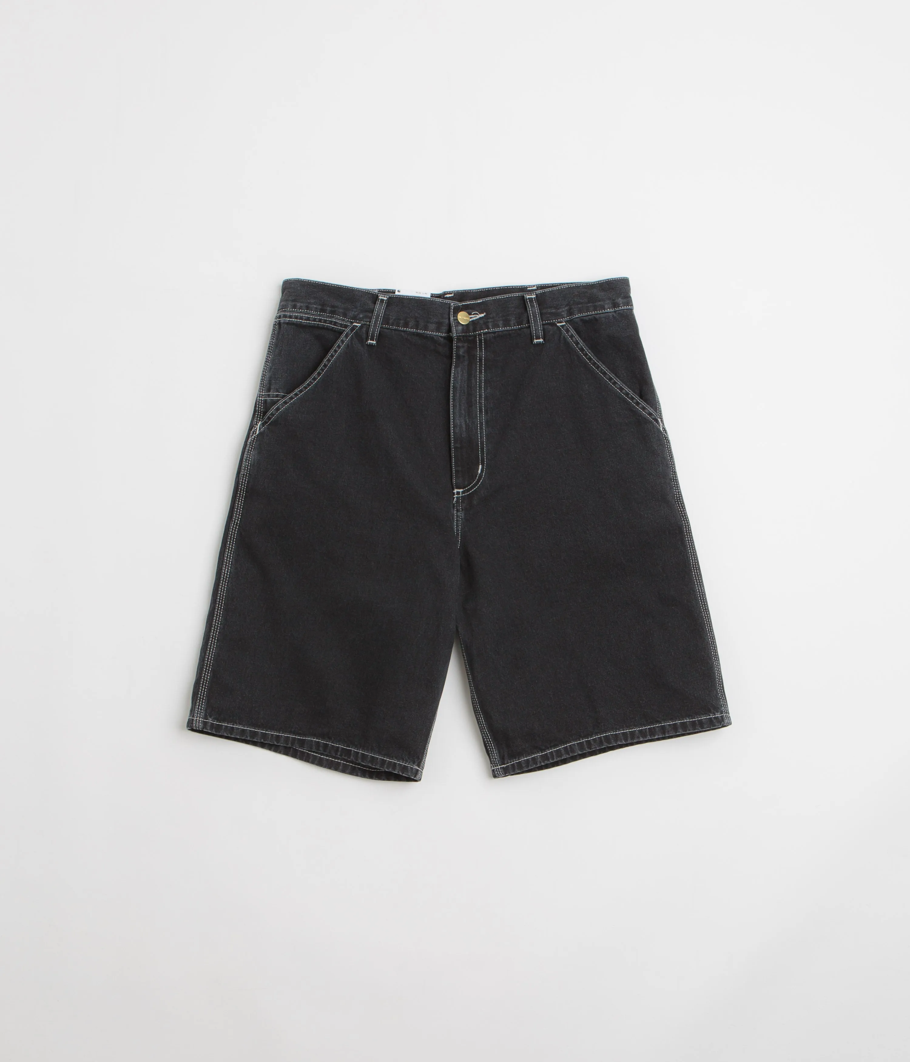 Carhartt Simple Shorts - Black Stone Washed Seamless Edge Design