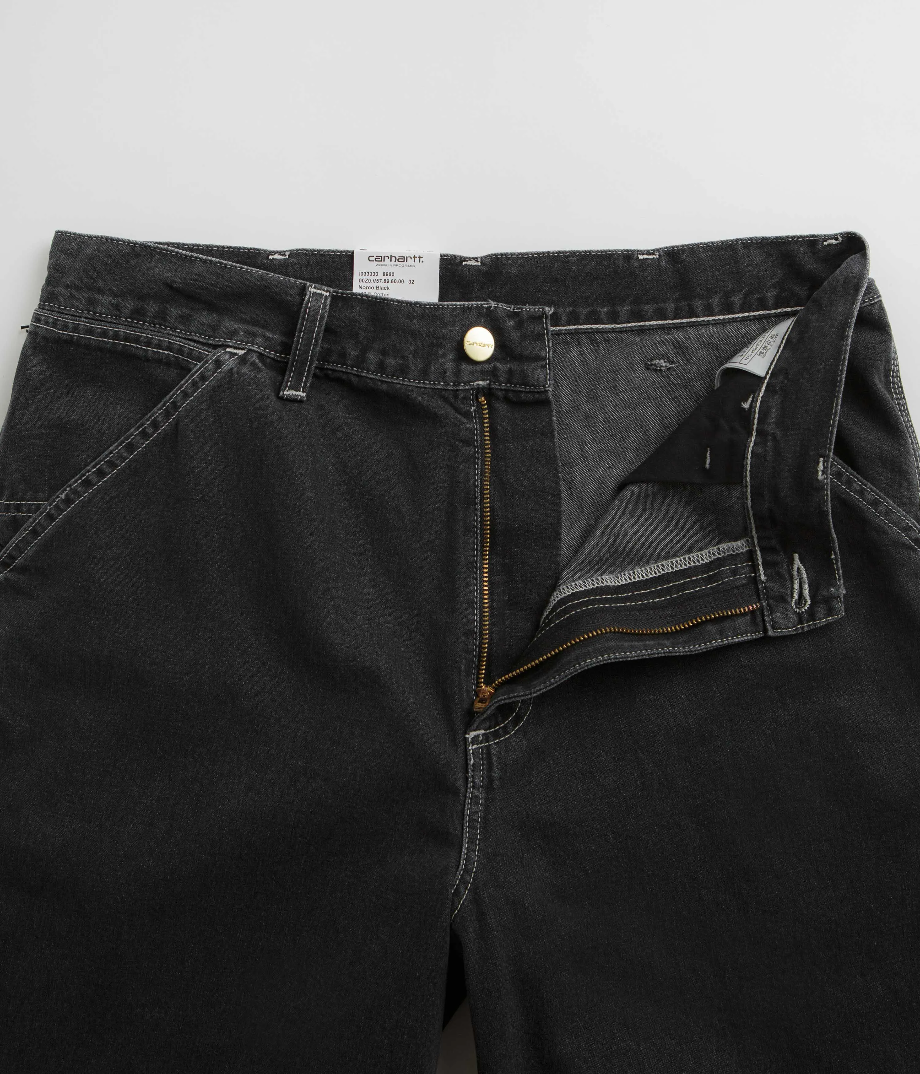Carhartt Simple Shorts - Heavy Stone Washed Black Wrinkle Resistant Material