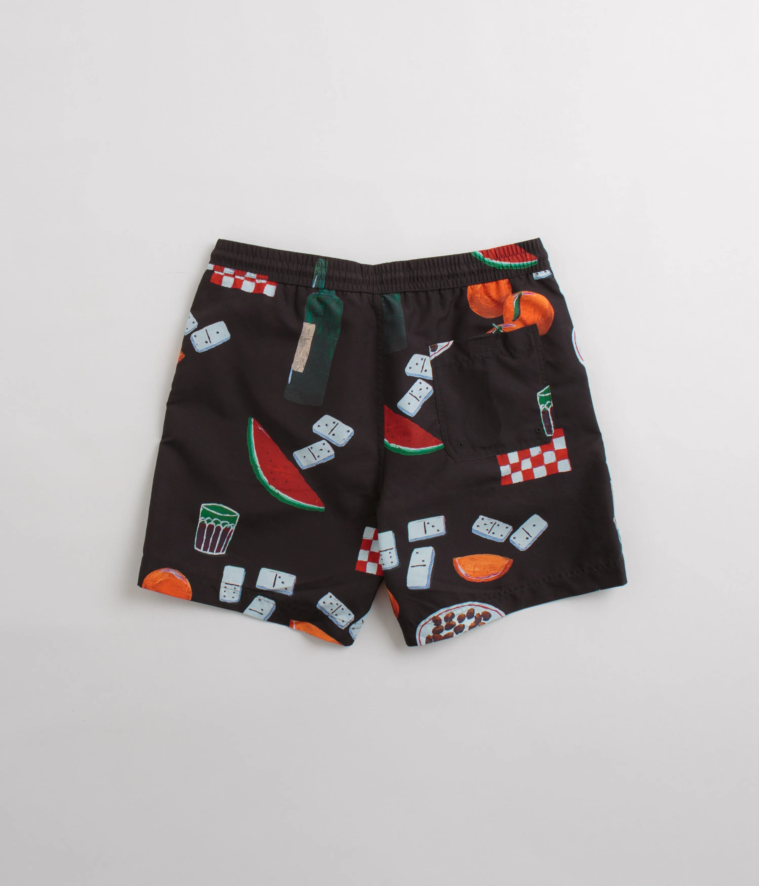 Carhartt Slater Swim Trunks - Isis Maria Dinner Print / Black Recycled Polyester Blend Gentle On Skin