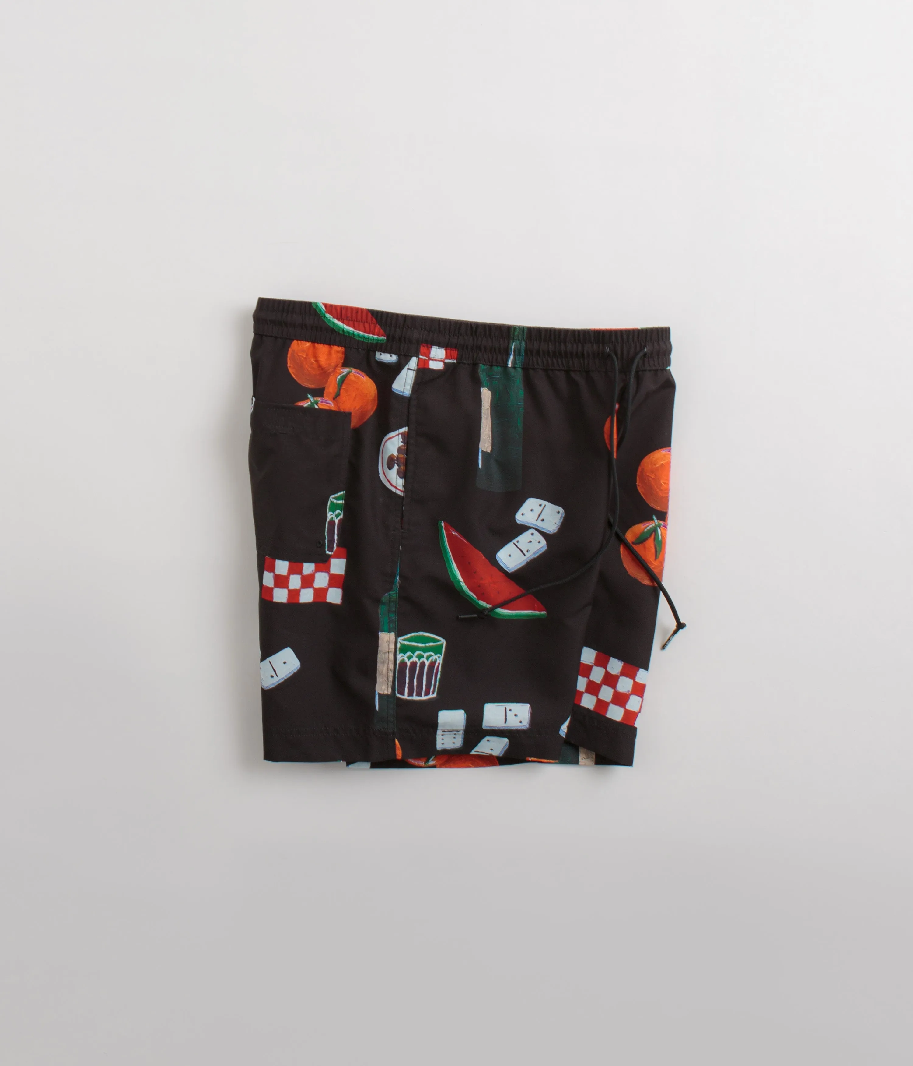 Artisanal Carhartt Slater Swim Trunks - Isis Maria Dinner Print / Black
