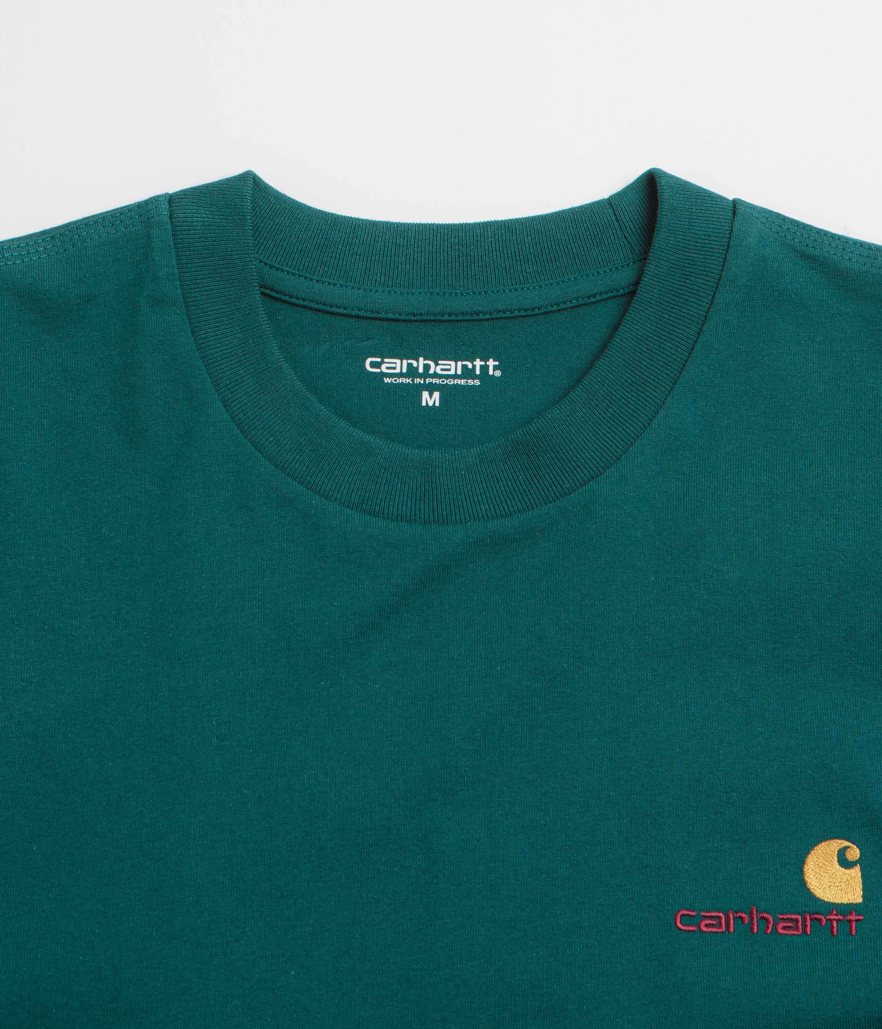 Subtle Embroidery Sublimation Resistant Fabric Carhartt American Script T-Shirt - Malachite